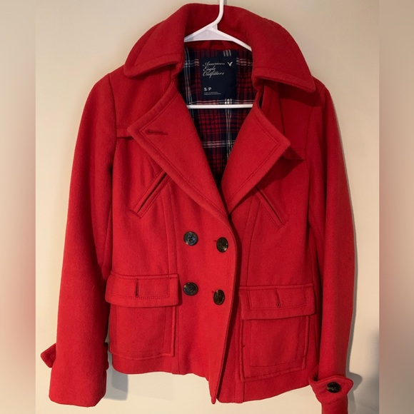 American Eagle Outfitters Red Wool Peacoat Women’s Small - Picture 1 of 4